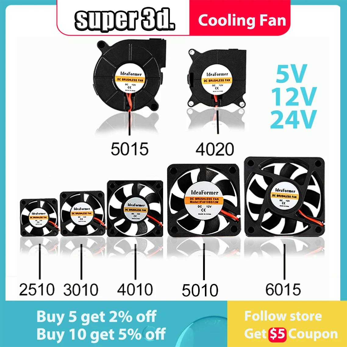 5015/4010/4020 12V&24V Cooling Turbo Fan Brushless 3D Printer Parts 2Pin For Extruder DC Cooler Blower Plastic Fans envio gratis