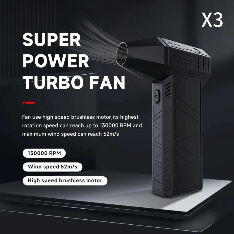 3nd Generation X3 Violent Blower Mini Turbo Jet Fan Handheld Brushless Motor 130,000 RPM Wind Speed 52m/s industrial Duct Fan