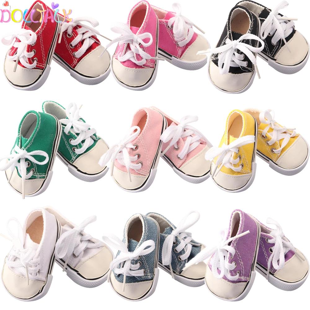 7 Cm Canvas Doll Shoes For 18 Inch American Doll 11 Colors Cloth Doll Shoes Boots Sneakers For 43 Cm Baby New Born&OG Girl Doll