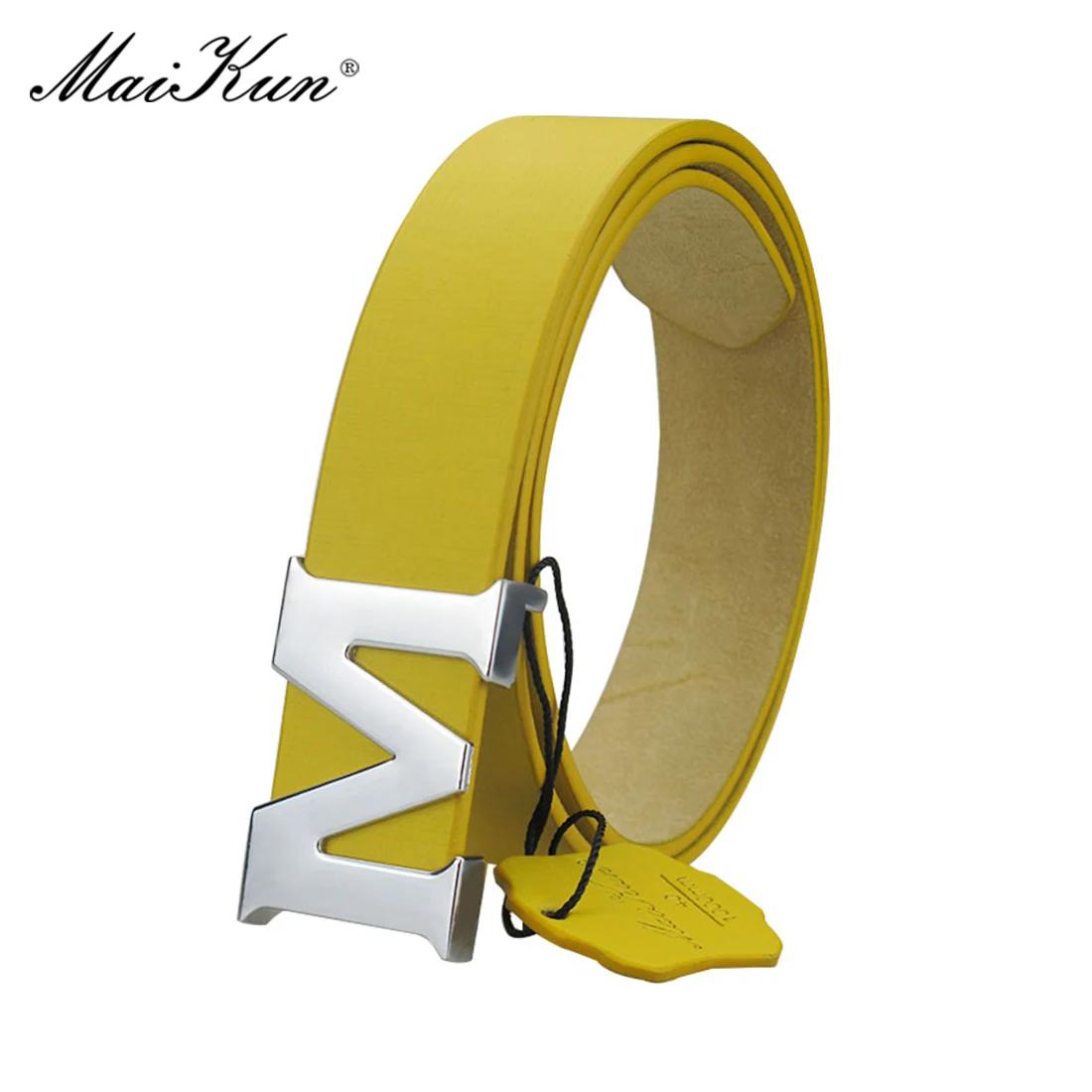 Maikun Women’s Leather Belts Removable Letter M Plate Buckle  High Quality PU Leather Belt  For Jeans Dress Halloween