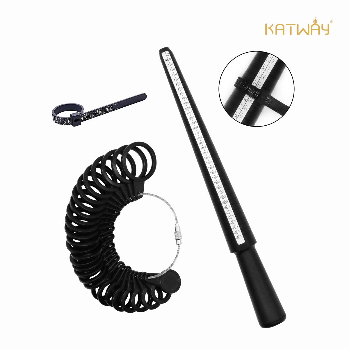 KATWAY Professional Ring Sizer Measuring Gauge Mandrel Stick Finger Tool For Jewelry Making UK/US Size For DIY Tools Set