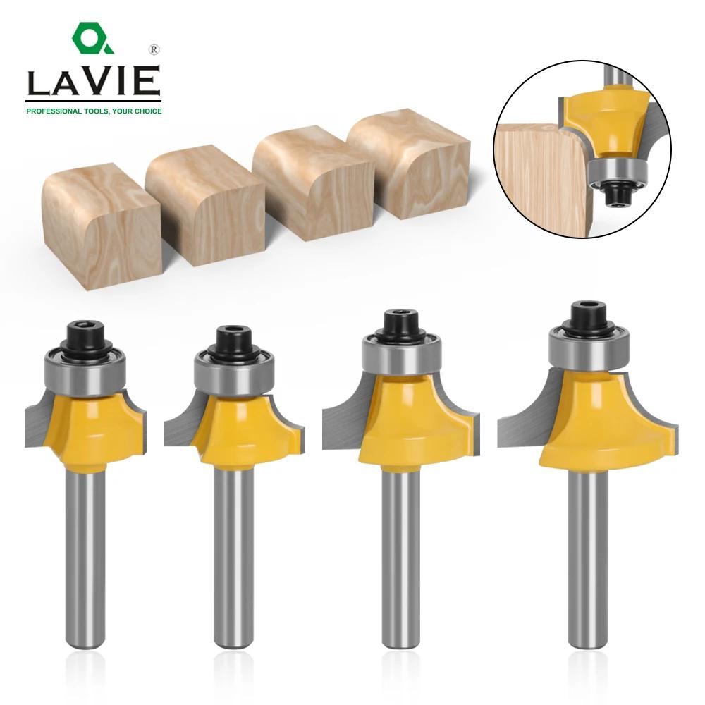 LAVIE 4 pcs set 6mm or 1/4" Shank Small Corner Round Router Bit For Wood Edging Woodworking Mill Classical Cutter Bit For Wood