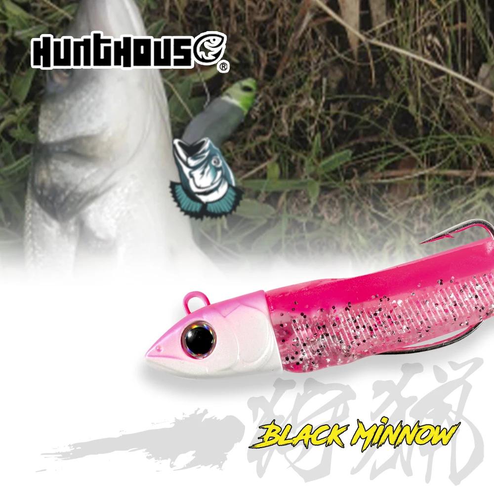 Hunthouse Fishing Black Minnow Lure 7g/12g/25g/40g/60g/90g/120g JIgging Head Soft Silicone Bait Wobblers For Bass Pike Leurre