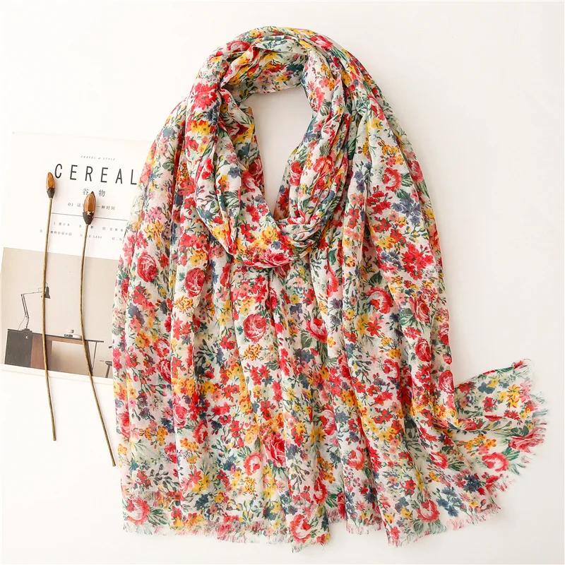 New Fashion Million Polka Floral Fringe Viscose Shawl Scarf Lady High Quality Wrap Headband Bufandas Muslim Hijab Sjaal 180*90Cm