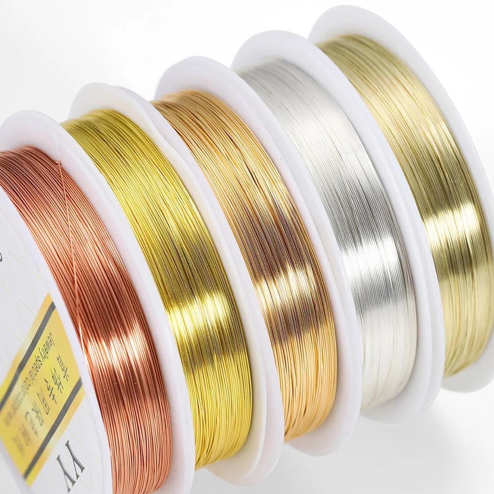 1Roll Gold Color Copper Wire 0.2/0.3/0.4/0.5/0.6/0.7/0.8/1.0mm Beading Cord DIY for Jewelry Making Accessories Wholesale