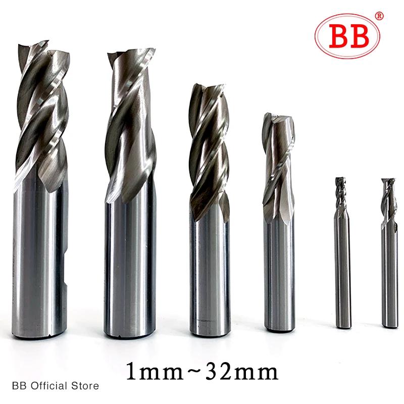 BB End Mills High Precision HSS Metal Cutter Co8 Cobalt D1-32mm 2 3 4 Flutes Teeth Aluminum Milling Tool Key Seater Router Bit