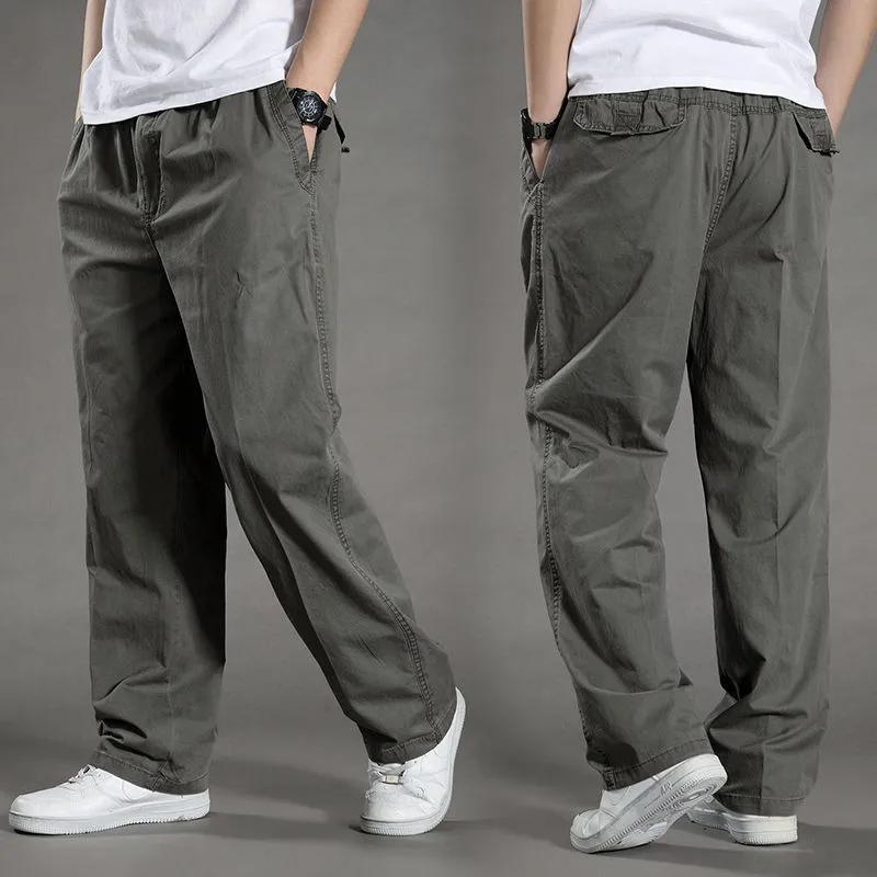 Men's Cargo Pants Cotton Black Work Pants Large Size Summer Casual Climbing Joggers Man Sweatpants Sports Spring Autumn Trousers