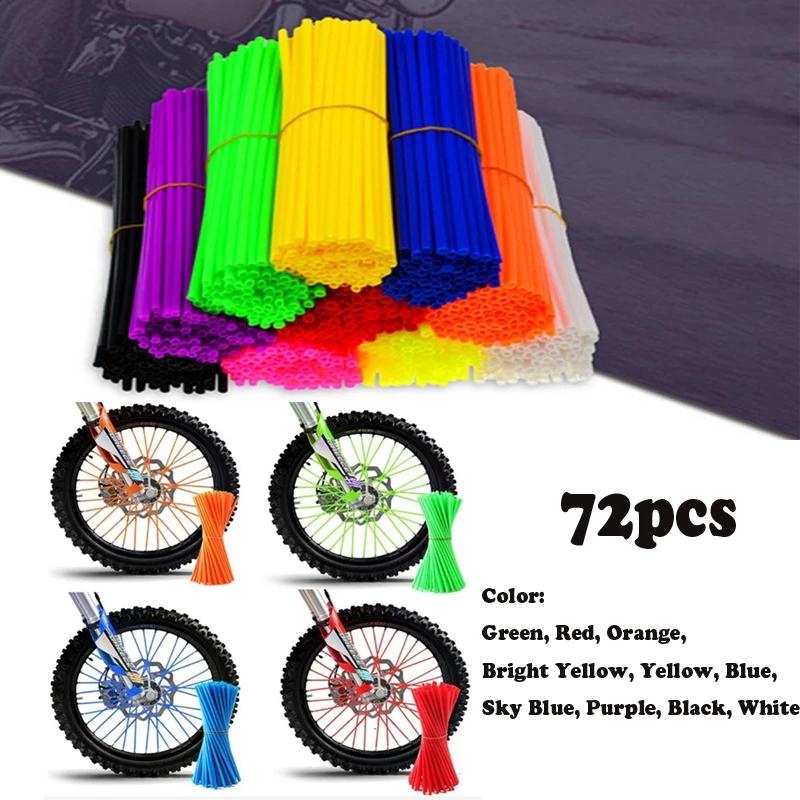 New Motorcycle 72Pcs Wheel Rim Spoke Wrap Kit Skin Cover For Motocross Dirt Pit Bike Enduro