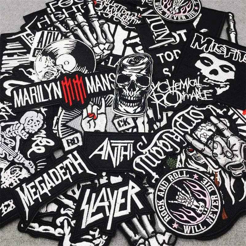 Band Rock Embroidered Patches on Clothes DIY Appliques Stripes Iron on Patches for Clothing Sewing Badges PUNK METAL MUSIC