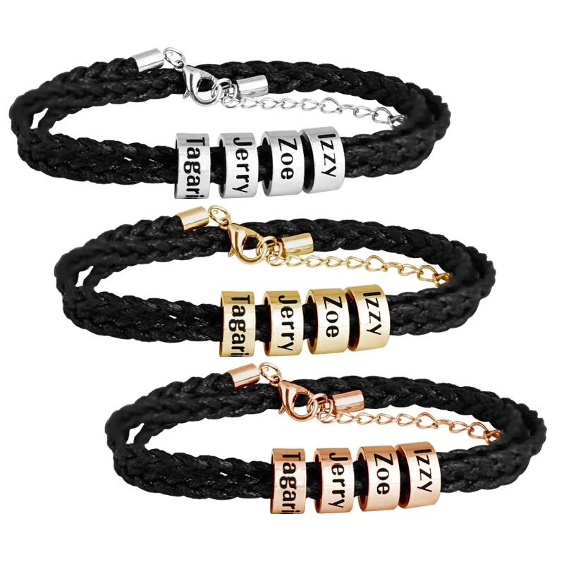 VIP Personalized Family Names Men Braided Bracelets  Customized Names  Men Bracelet Father's day Gift