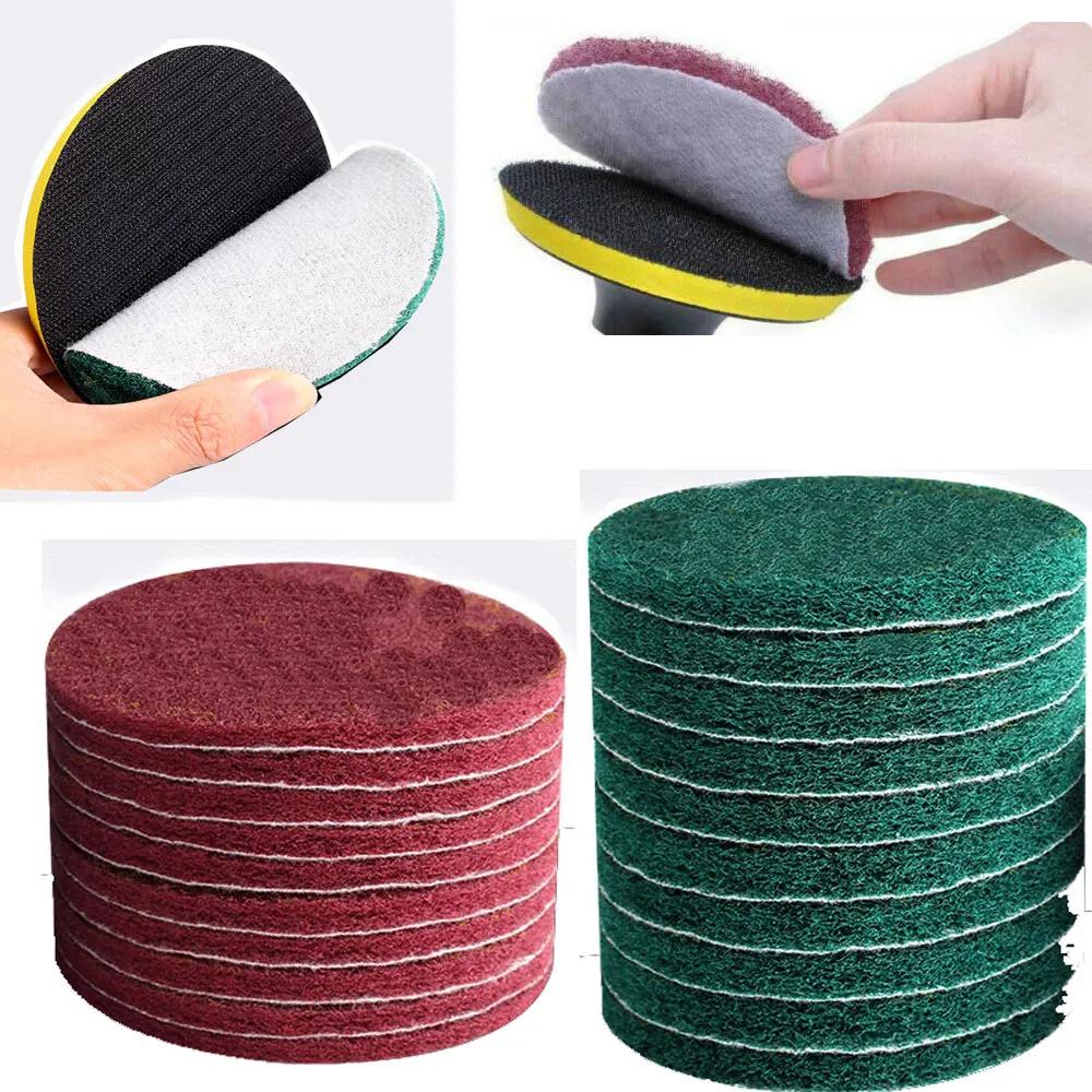 10 Pcs Scouring Pad 4 inch Polishing Pad Self-adhesive Disc Industrial Heavy Duty Nylon Cleaning tools for Cleaning