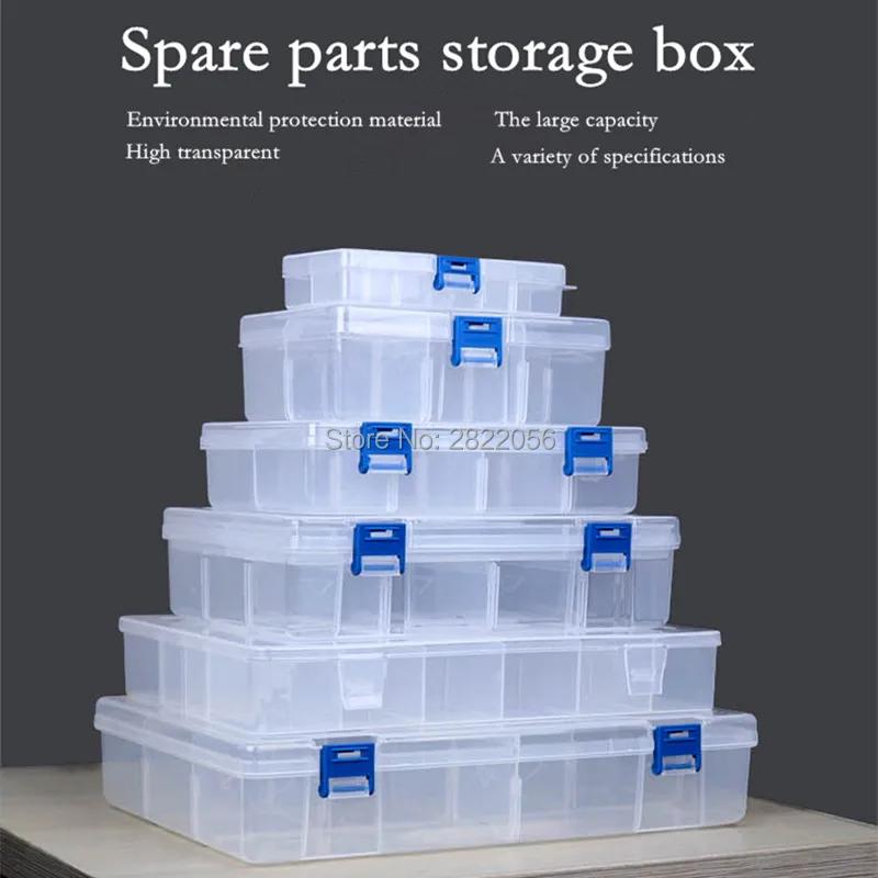 Transparent Rectangular modular plastic parts tool box  multi-cell material model accessories storage box classification