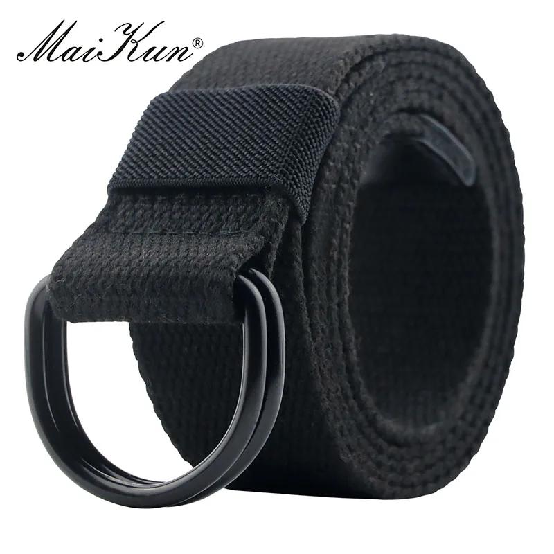 Maikun Tactical Canvas Men Belt High Quality Unisex Double D-Ring Buckle Waistband Casual Canvas Female Belt Fabric For Jeans