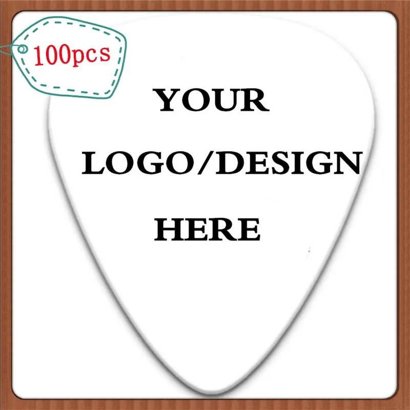 100pcs Personalized Custom on White Celluloid Guitar Picks Make Your Own Logo & Design Double Side Normal Printing Free Shipping