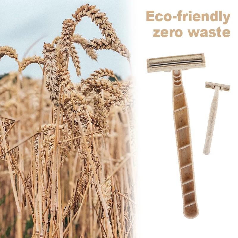 EZ Eco-friendly Disposable Razors Wheat Straw Twin Sweden Stainless Steel Blade highly-biodegradable Recyclable