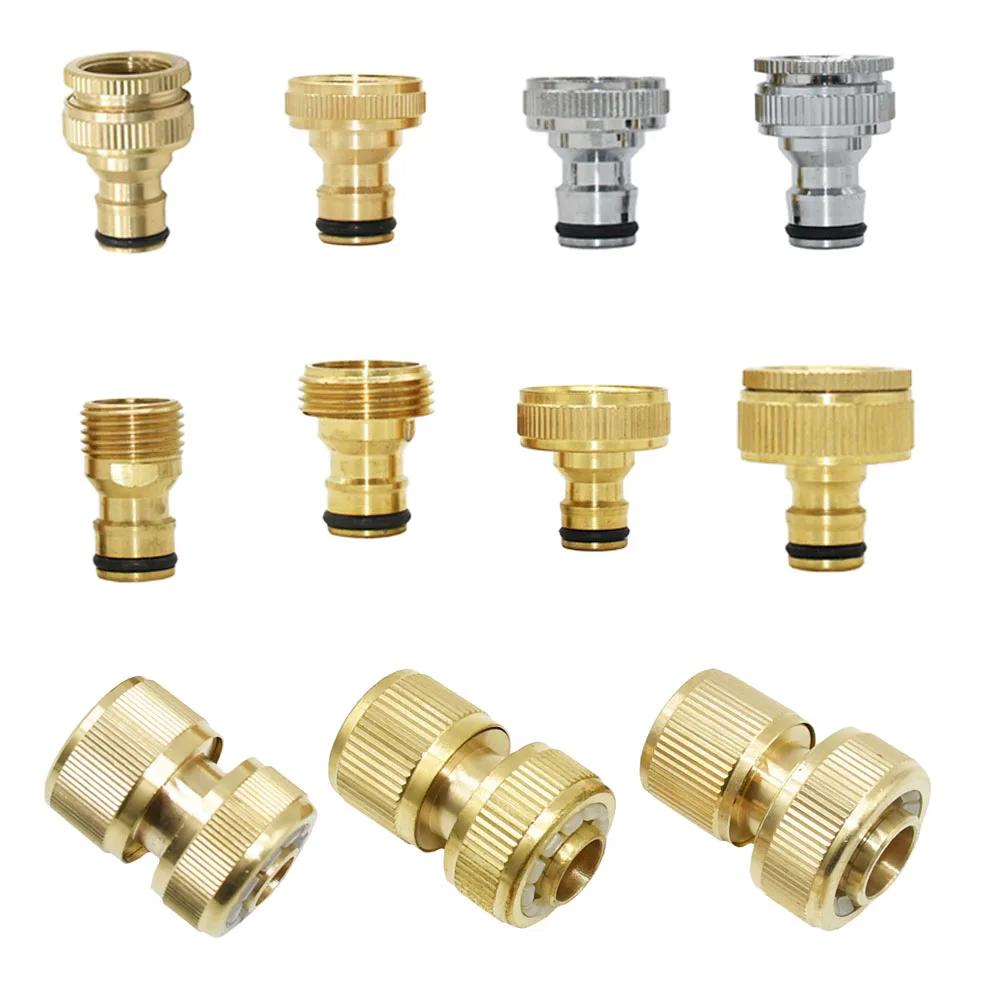 1/2 3/4 5/8 1" Thread Quick Connector Brass Garden Watering Adapter Drip Irrigation Copper Hose Quick Connector Fittings 1 Pcs