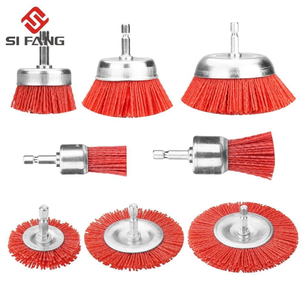 Nylon Cup Brush Abrasive Wire Wheel Brush for Drill Rotary Tool Wood Polishing Deburring Cleaning Cleaning Furniture 1/4" Shank