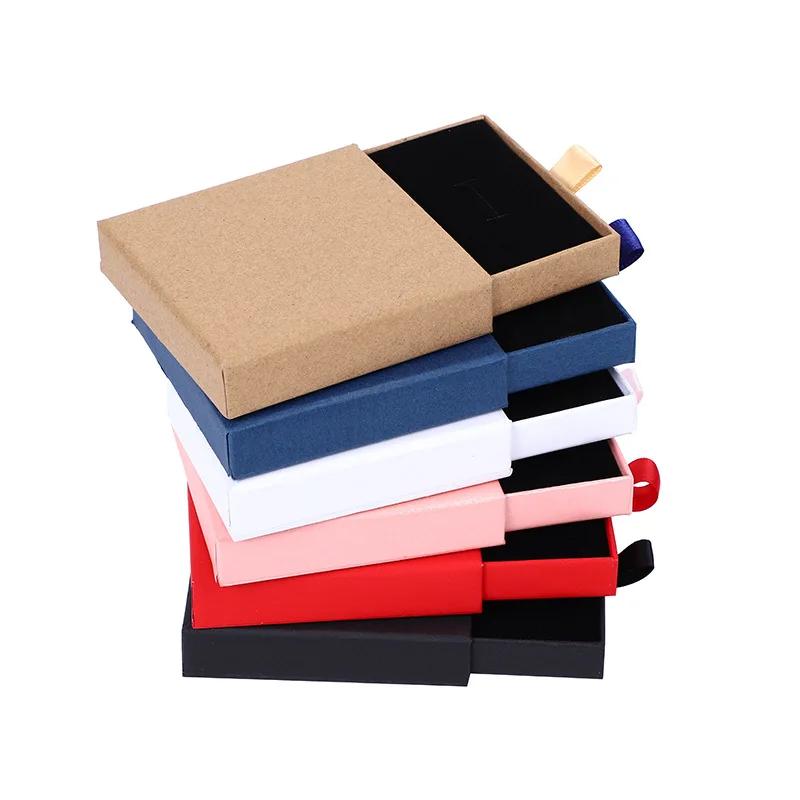 10Pcs New Arrive Thin Kraft Paper Drawer Jewelry Packaging Greeting Card Necklace Bracelet Gift Package Case Boxes Dropshipping