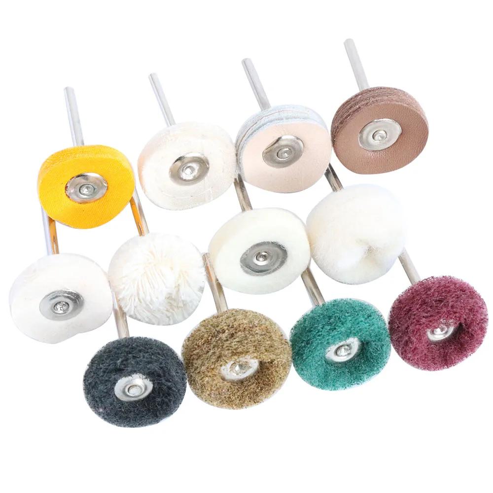 1" Wool Felt Grinding Sanding Head Abrasive Buffing Wheel 2.35/3mm Shank Cotton Thread Polishing Mini Brush for Dremel Dril