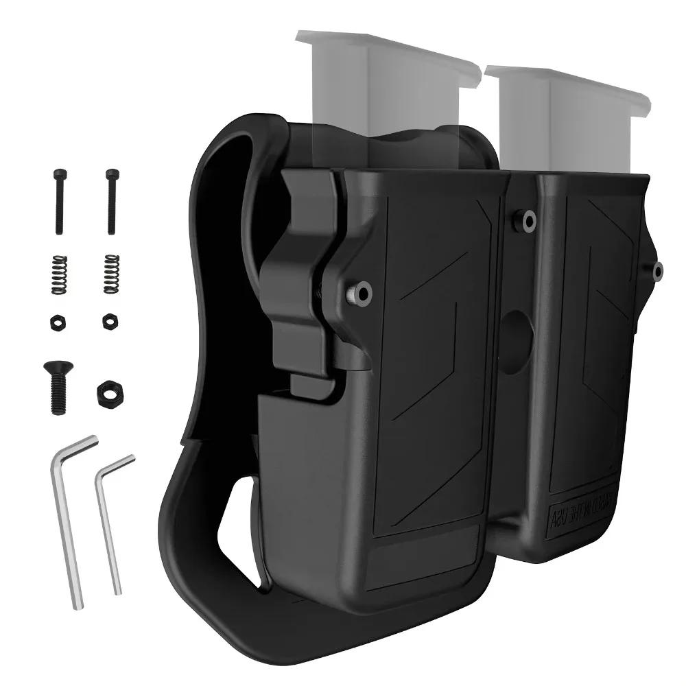 MAGORUI Universal Double Mag Holder for 9mm 10mm .40 .45 Double Stack Mag Pistol Magazine Holster Pouch Hand Gun Mag Carrier