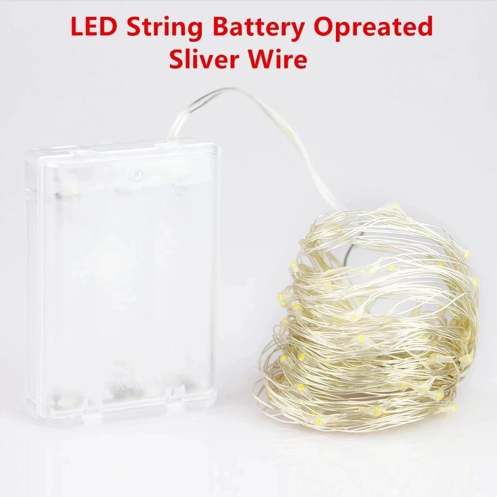 Led Strings Copper Wire 3XAA Battery Operated Christmas Wedding Party Decoration 2M 5M 10M 100LED String Fairy Lights