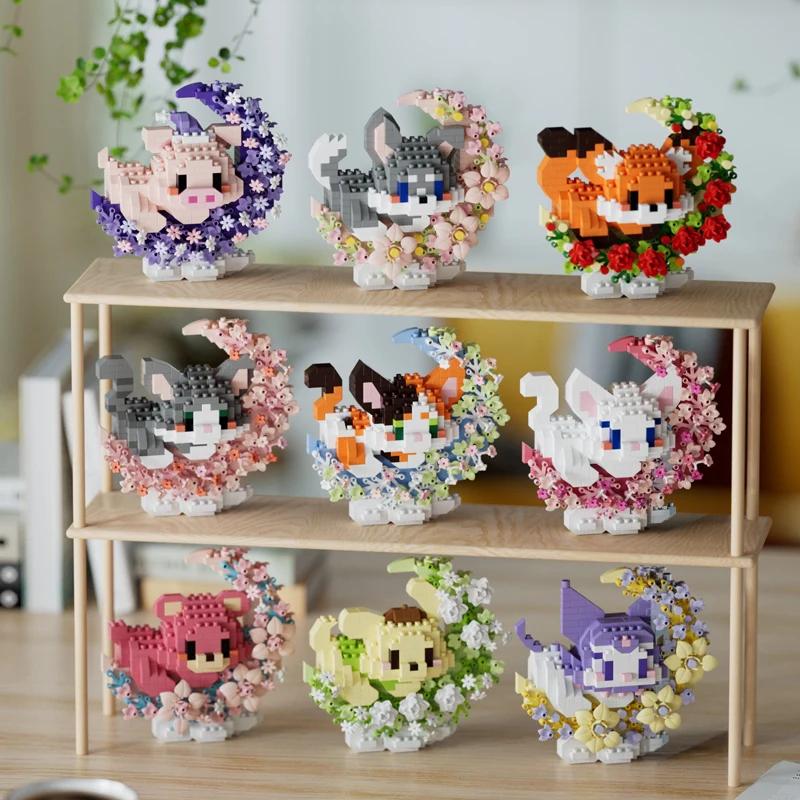 Mini Dog Cat panda raccoon Cute Pet Small Building Block Model Series Ornaments Children's Toy Christmas Birthday Gifts for Kids