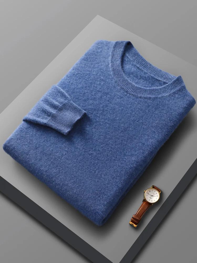 Spring Autumn 100% Merino Wool Pullover Sweater Men O-neck Long Sleeve Cashmere Knitwear Pullover  Female Clothing Grace Tops