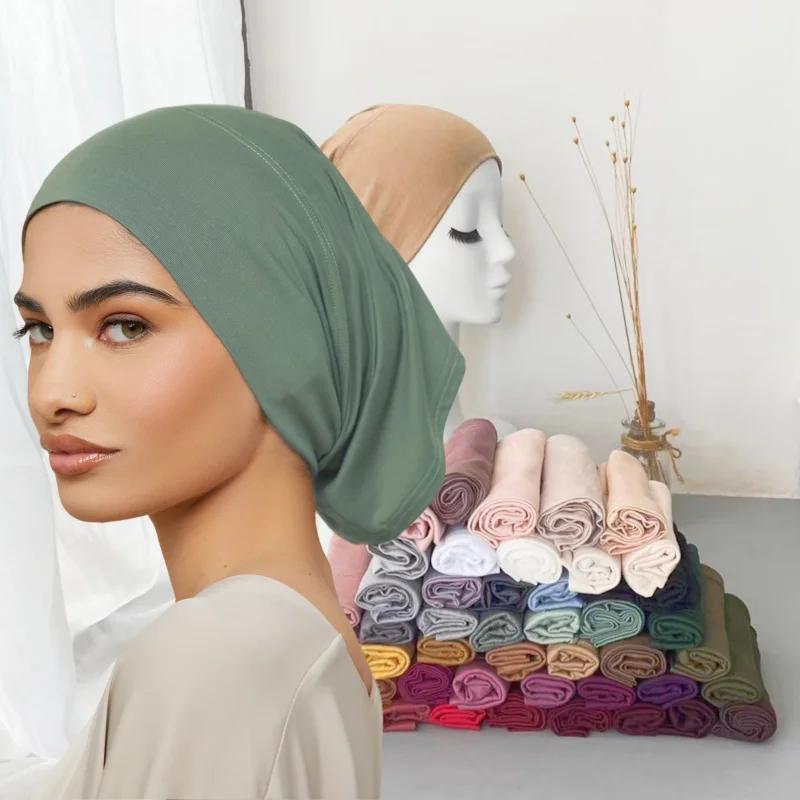 56colors Fashion Women Inner Hijab Tube Muslim Cap Bonnet Plain Islamic Underscarf Bamboo Jersey Undercaps