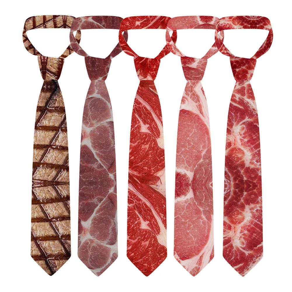 Hot food printed tie men's casual fashion novel and interesting meat tie wedding party Halloween shirt and gift tie is neutral