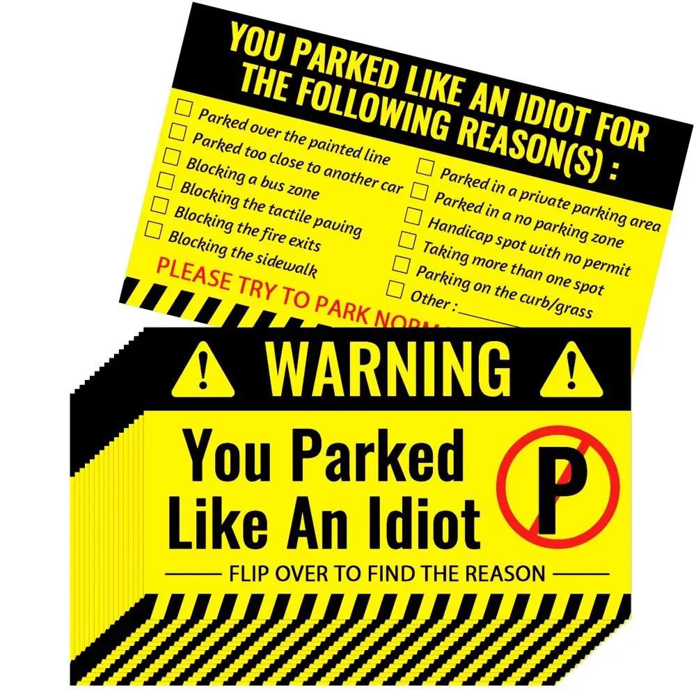 100 Pieces Bad Parking Cards You Parked Like An Idiot Funny Cardboard Parking Violation Cards with Multi Violation Reasons