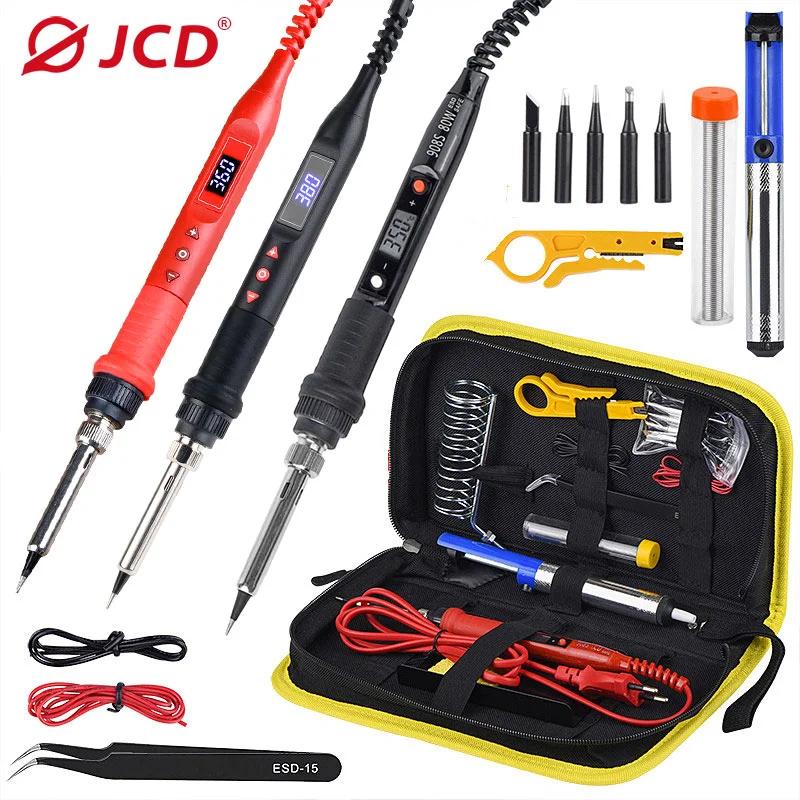 JCD Soldering Iron Kit 80W LCD Digital Display Adjustable Temperature With Switch Portable iron 220V/110V Welding Tools 908U