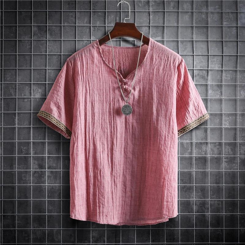 M-5XL Plus Size Summer Men's Shirts Plain Color Korean Fashion Men Short Sleeve Hawaii Short Sleeve Shirt Light Weight Clothing