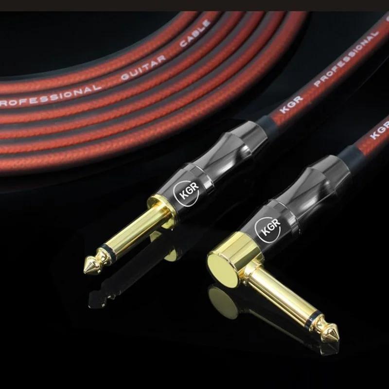 KGR 20AWG Electric Guitar Bass Audio Cable Connector Straight To Right Angle Plug Instrument Noise Reduction Shield Guitar Cable