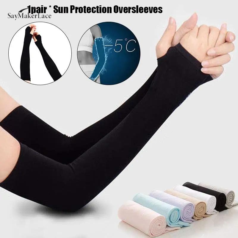 New 1 Pair Ice Silk Sleeve Sunscreen Cuff Arm Sleeves Anti-Slip Summer Men Women Gloves Outdoor Riding Uv Sun Protect