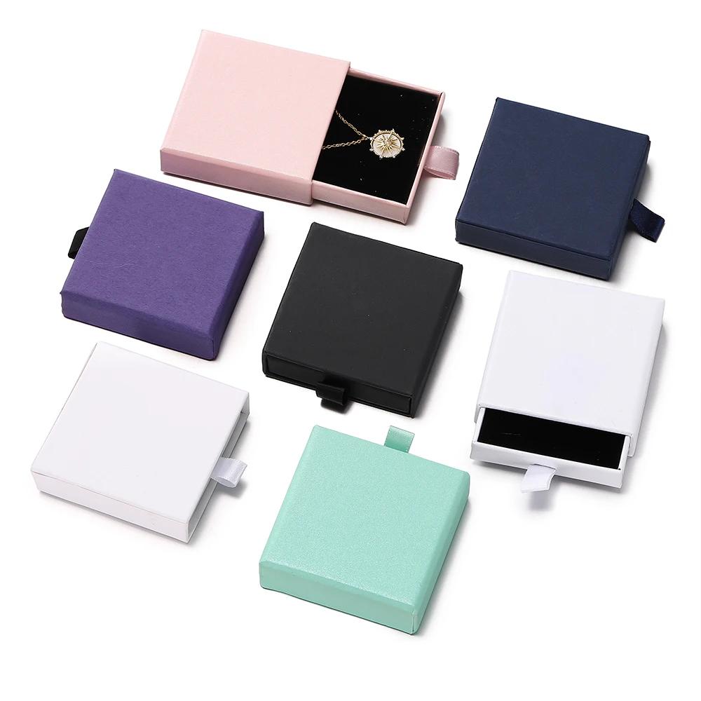 Creative Drawer Jewelry Packaging Box Necklace Ring Earing Bracelet Storage Organizer Display Stand Solid Color Paper Gift Boxes