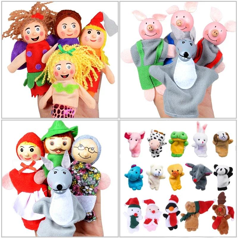 Finger Puppets Set Baby Animals Duck Plush Doll Hand Cartoon  Family Hand Puppet Cloth theater Educational Toys for Kids Gifts