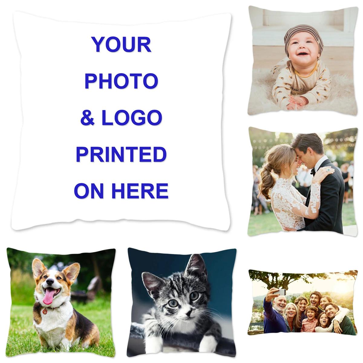 MIAOTU Custom Cushion Cover DIY Customized Throw Pillow Home Decorative Square Wedding Pets Baby Print Pillowcase Drop Shipping