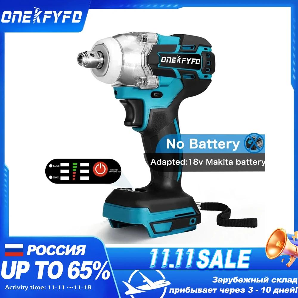 2 IN 1 Brushless Cordless Electric Impact Wrench 1/2 inch Screwdriver Socket Power Tools Compatible for Makita 18V（no battery）