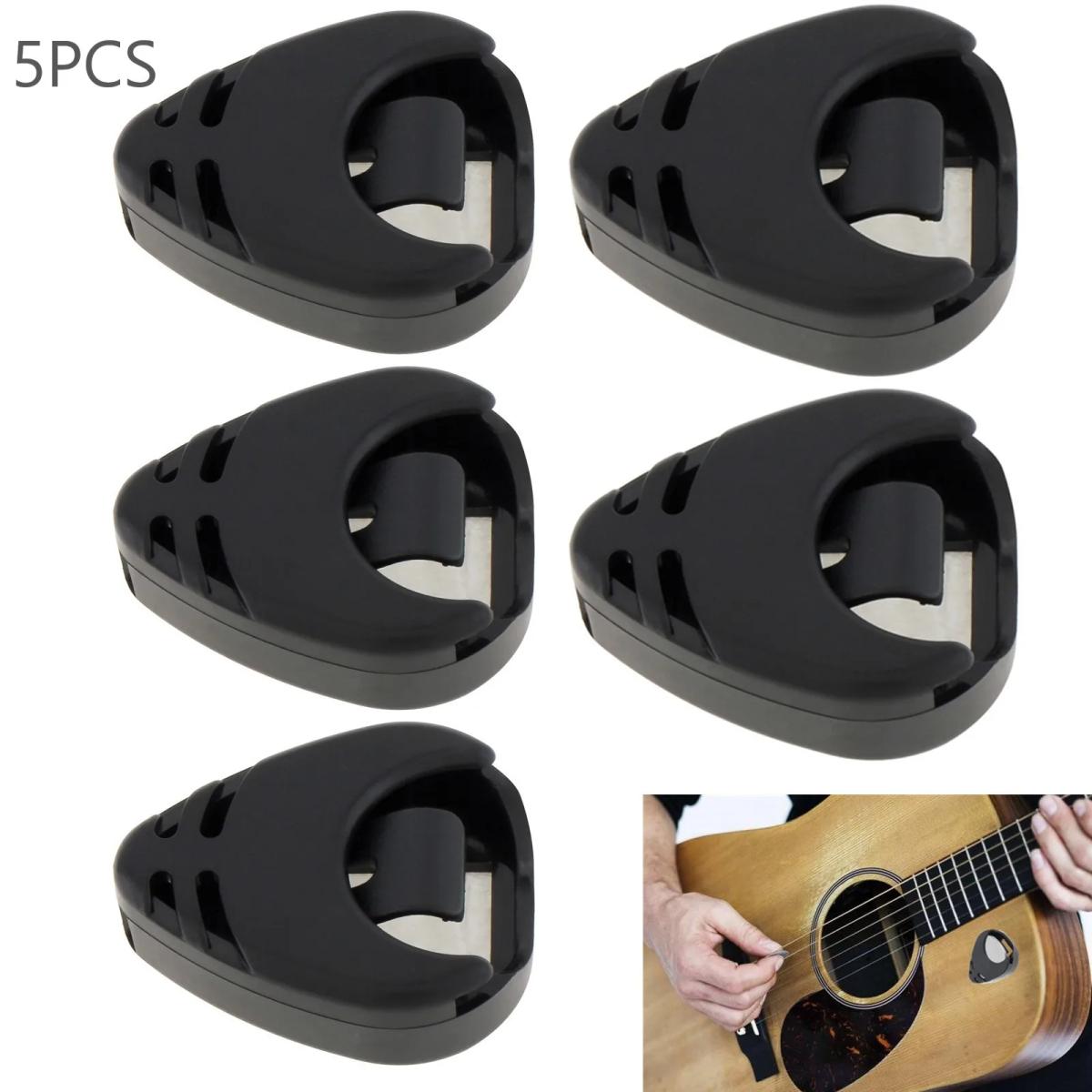 5pcs Guitar Picks Holder Plastic Stick-on Guitar Pick Case Electric Guitar Accessories for Bass Ukulele