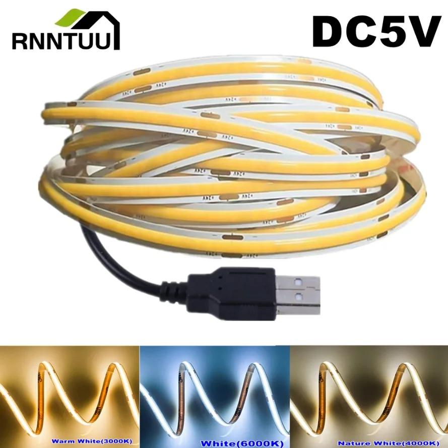 DC5V COB Led light strip with USB power supply 320LED/m high-density flexible lighting 3000K/4500K/6500K multi color light strip