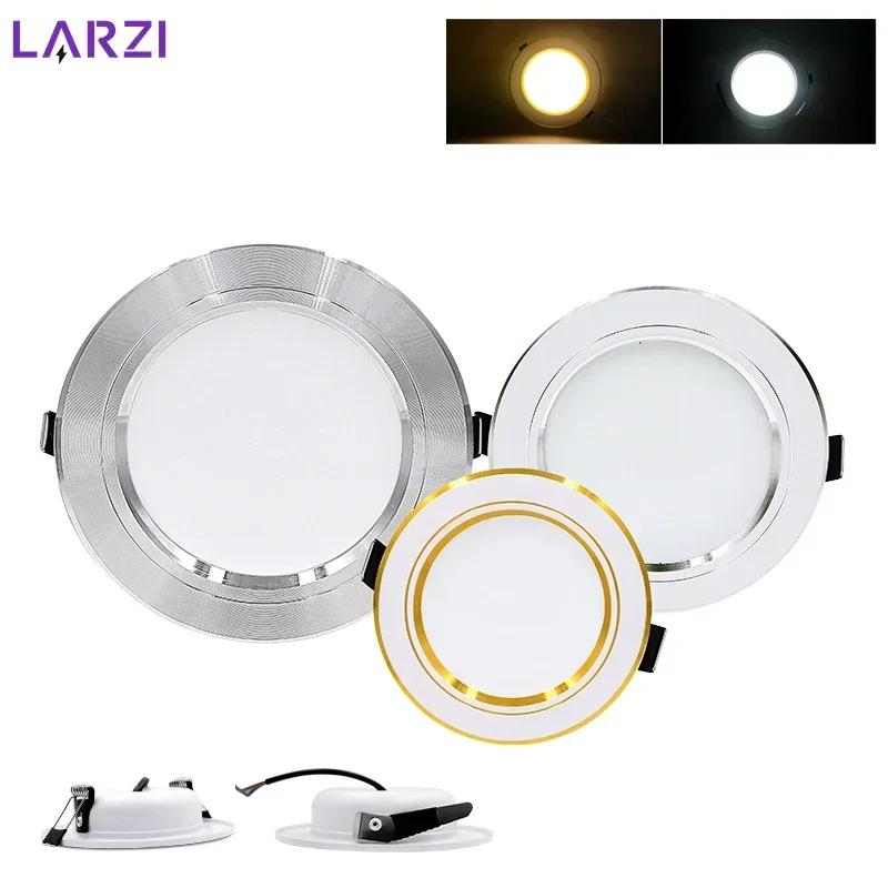 LED Downlight 12V 24V 110V 220V Spot Three Colors 5W 9W 12W 15W 18W Recessed in Led Ceiling Downlight Light Cold Warm White Lamp