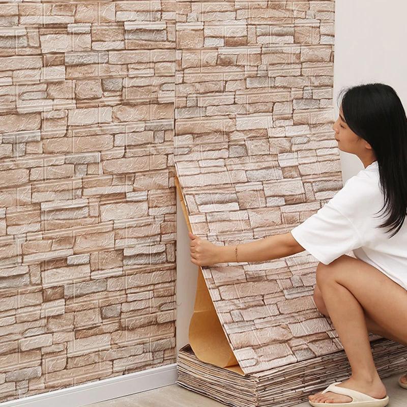 1-30Pcs 77*70/35*30cm 3D Wall Sticker Imitation Brick Bedroom Home Decor Waterproof Self-adhesive DIY Wallpaper for Living Room