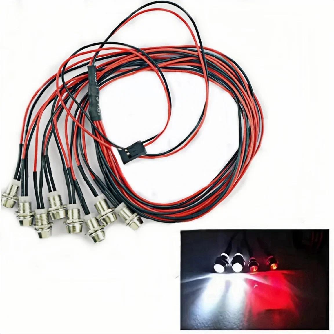 RC headlights 2/4/6/8 red white 3/5mm LED lights RC spotlight remote control front and tail lights