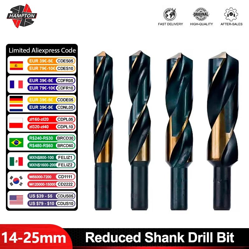 HSS Twist Drill Bit with Reduced Shank 14 16 18 20 22 25mm Diameter Hole Saw Cutter for Metal Drilling Tool