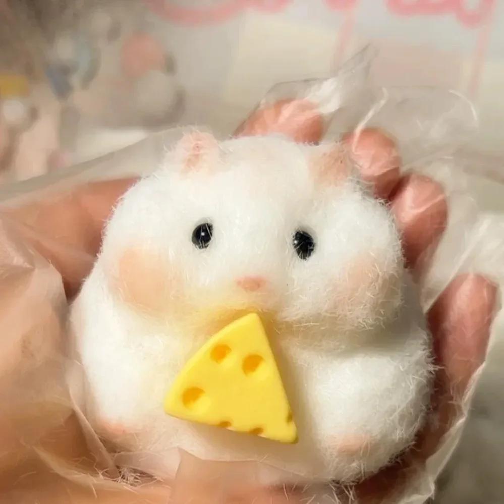 Taba Squishy Toy Mushy Silicone Mochi Toy Fuzzy Cute Hamster Handmade NEW Fidget Toy Relief  Stress Relax Gift