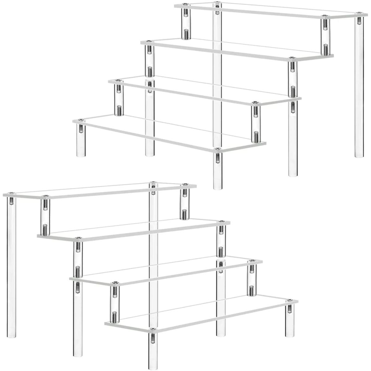 1-5 Tier Acrylic Display Stand,Clear Display Riser Rack for Cupcake,Perfume Doll Décor and Organizer Amiibo Funko POP Figures