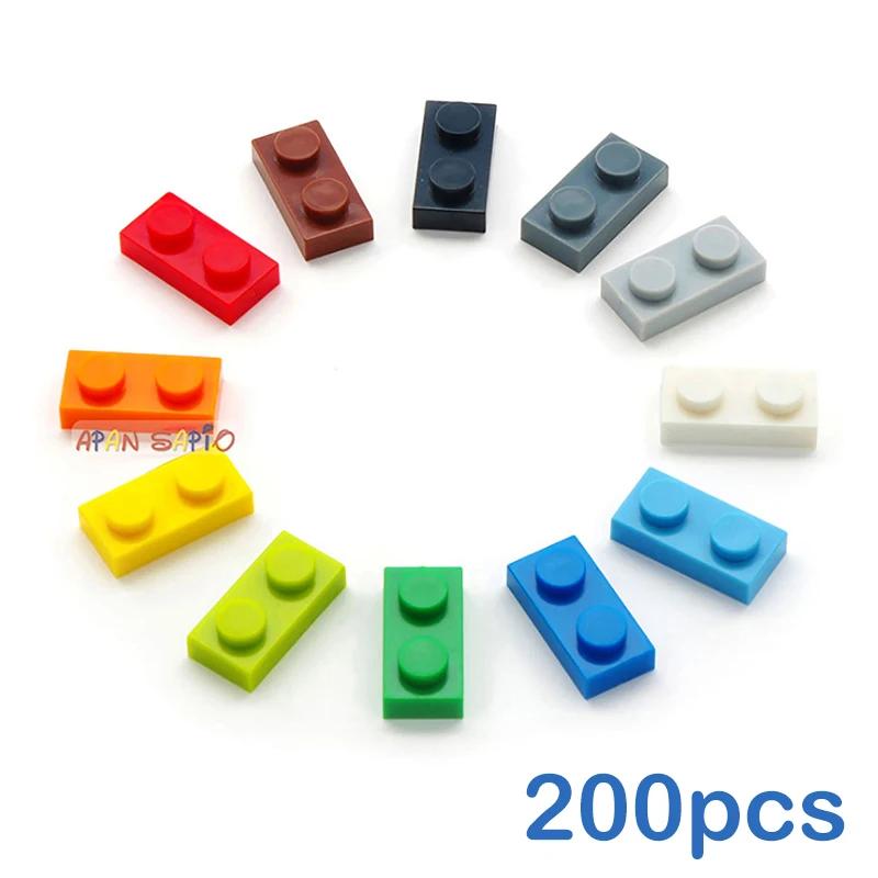 200pcs DIY Building Blocks Thin Figures Bricks 1x2 Dots 12Color Educational Creative Size Compatible With 3023 Toys for Children