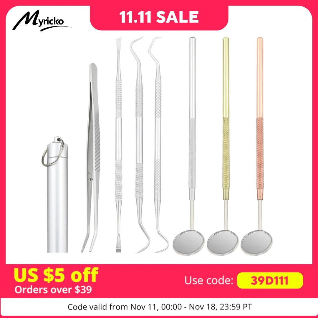 Dental Mirror Stainless Steel Dental Instrument Dentist Tool Set Probe Tooth Care Kit Tweezer Hoe Sickle Scaler