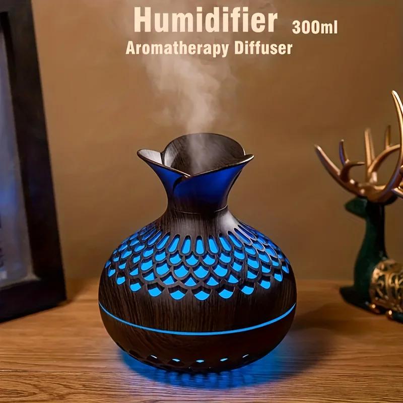 300ml wooden vase colorful light Cool Mist Air Humidifier Aromatherapy essential oil Diffuser usb mini Humidificador