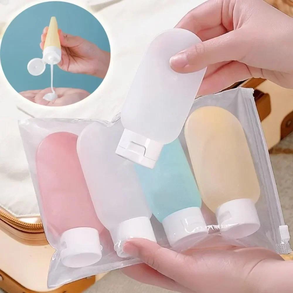 4Pcs 60ml Travel Botttle Set Refillable Bottles Soft Cream Lotion Shampoo Squeeze Tube Empty Cosmetic Containers Makeup Tools